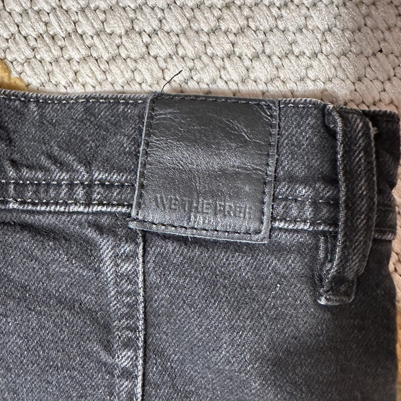 Free People Button Fly High Rise Super Wide Leg Cropped Landry Jeans Sz 27 Black - Picture 5 of 9